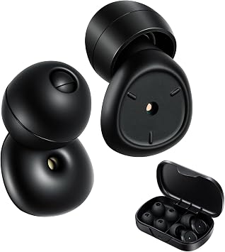 Ear Plugs for Sleep, 50dB Noise Cancelling Hearing Protection Earplugs with 3 Tips in S/M/L, Ultra-Soft Reusable Silicone Noise-Reducing Earplugs for Sleep, Travel, Concerts & Work (Black)