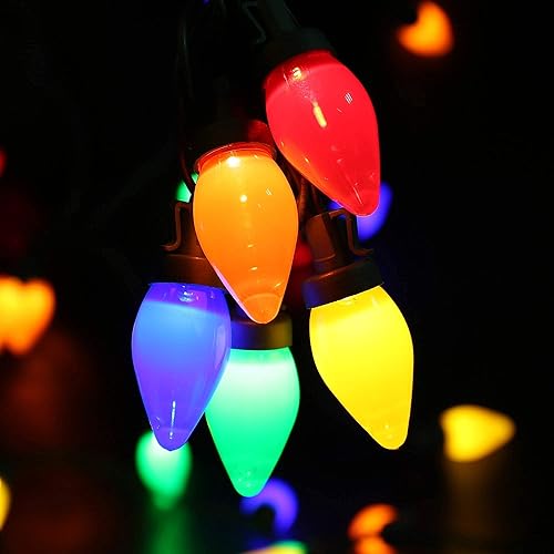 Miniatura 3 de HAYATA Luces de Navidad C7, 50 luces LED de 24 pies de fresa, iluminación de hadas para exteriores, interiores, jardín, patio, fiesta, hogar,