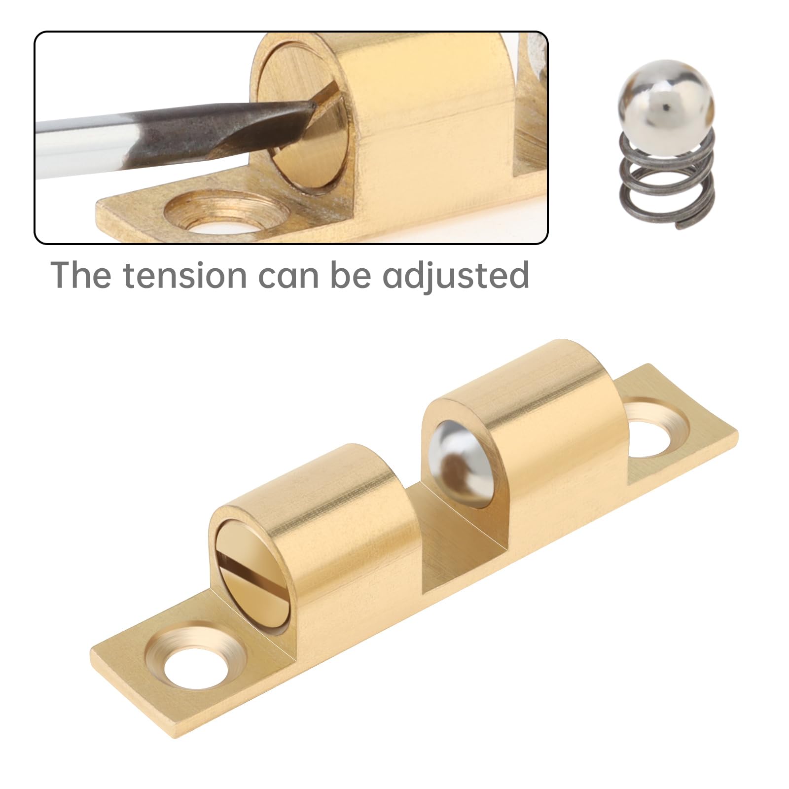 HOJLKLD 12Pcs Double Ball Tension Roller Catch Latch, 50mm Solid Brass Door Catches Hardware - Image 3