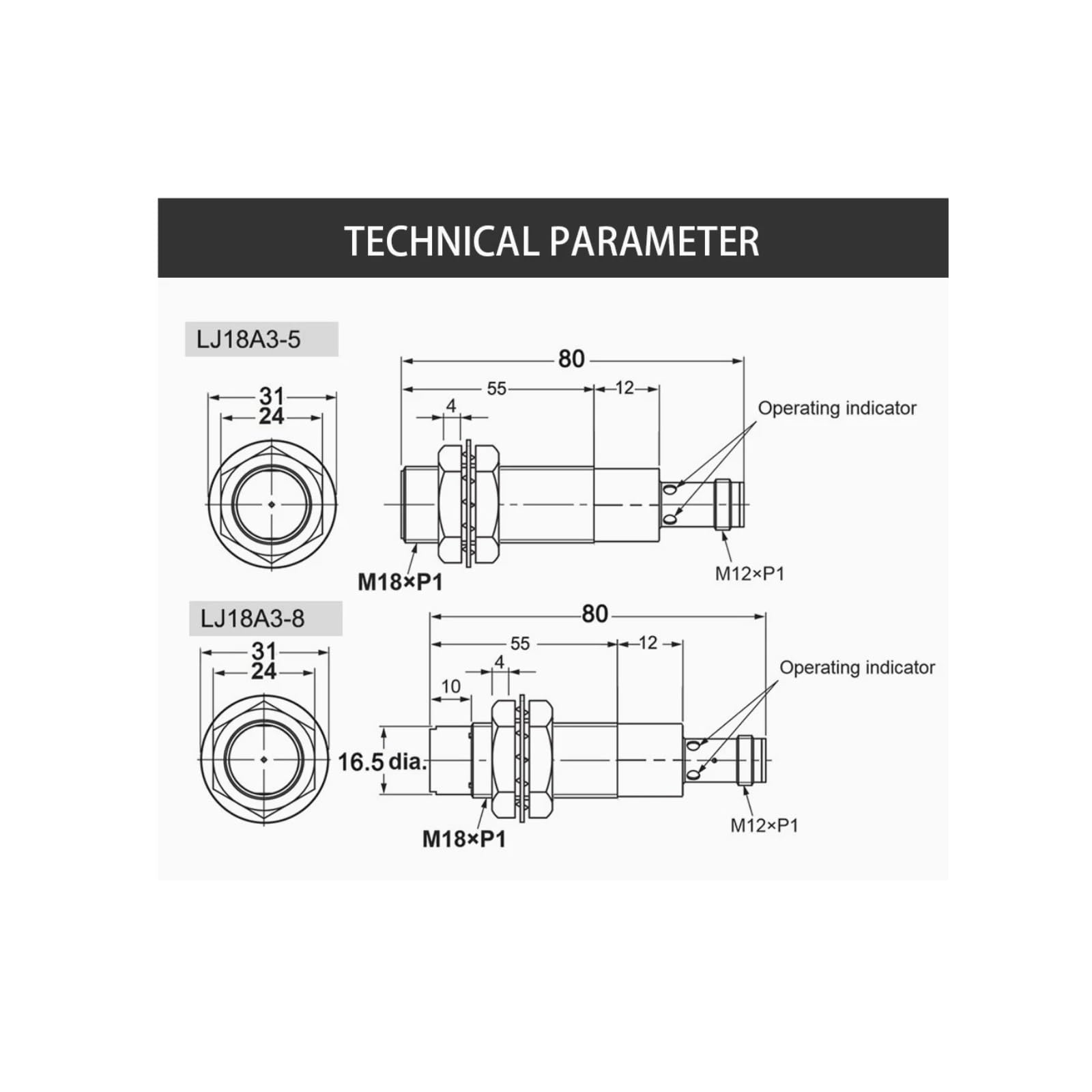 1 Stück M18 Induktiver Näherungssensor 4-poliger Stecker Zylindrischer Metall-Annäherungsschalter for die industrielle Automatisierung(LJ18A3-5mm NPN NO)
