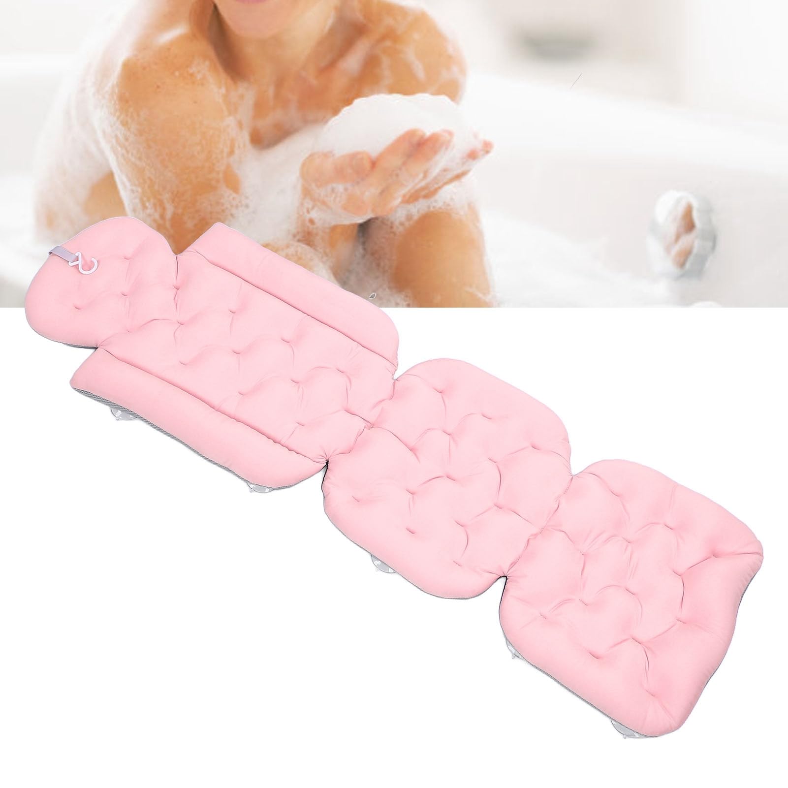 Generic Cuscino da Bagno per Tutto il Corpo, Cuscino da Bagno Facile da Pulire Comodo Anti -slip Versatile con Ventose per Accessori Spa (PINK)
