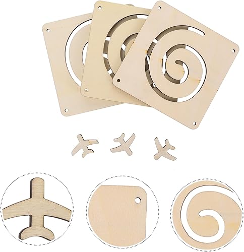 Miniatura 9 de EXCEART Juego de 3 juegos de garabatos de madera con astillas de madera, juguetes de madera sin terminar, rebanada de madera en blanco para