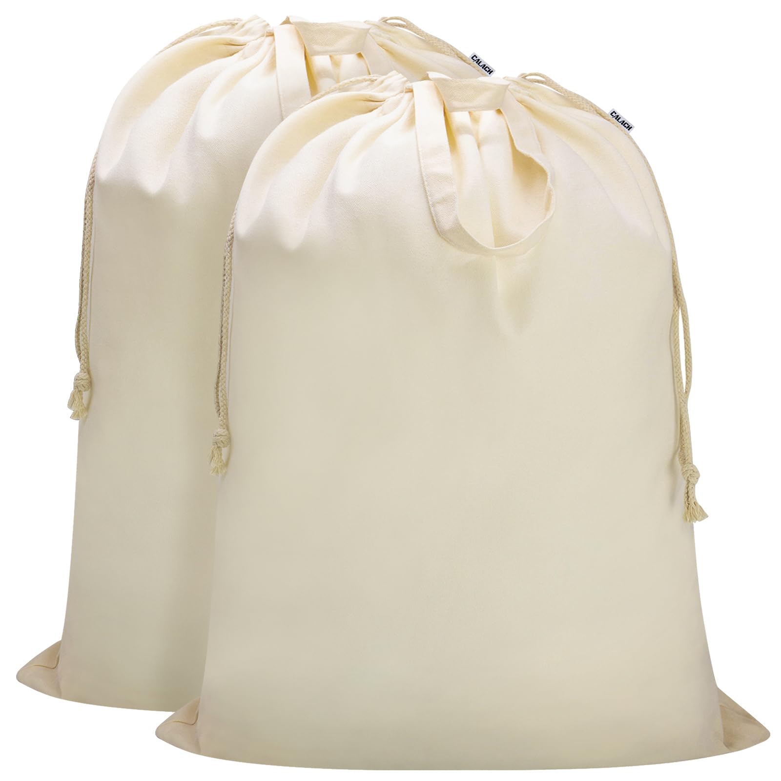 Bolsa de lavandería de lona, extra grande, resistente, 83 cm de ancho x 89 cm de alto, beige, paquete de 2