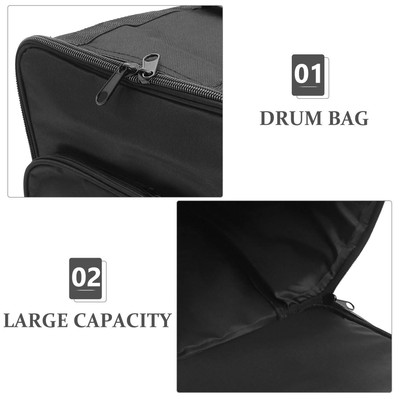 Amosfun Paquet à Dos Imperméable pour Batterie en Tissu Oxford Noir, Paquet de Rangement Rembourré pour Instruments de Musique Double Portage Épaule et Poignée Pratique Plusieurs styles