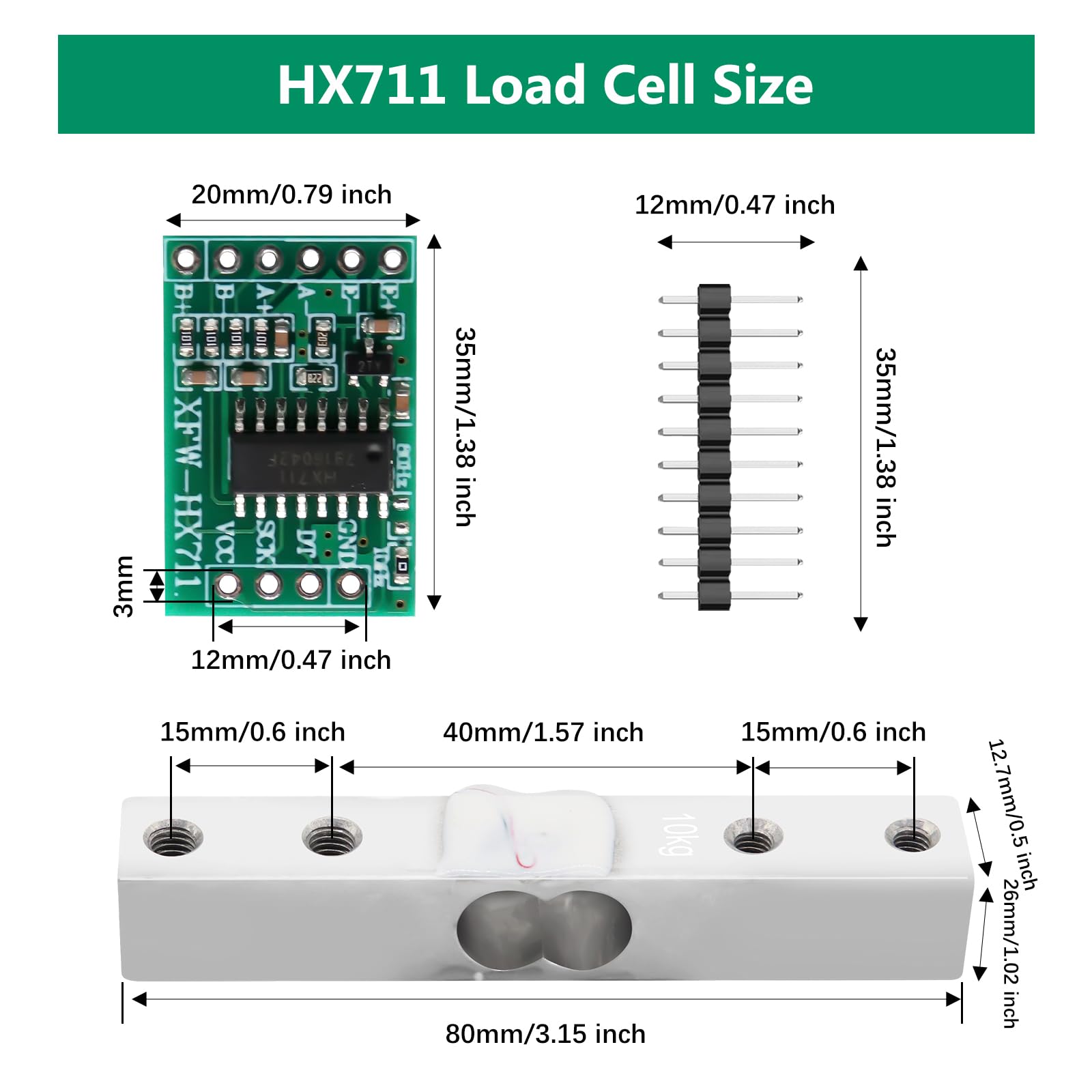 Binghe 10KG Celle di carico di piccole dimensioni con Modulo amplificatore HX711 AD Per bilance elettroniche da cucina portatili Compatibile con Arduino