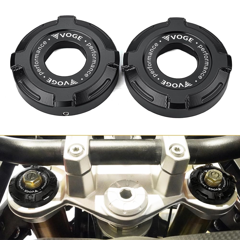 Pour VOGE 900DSX 625DSX 525DSX DSX DSX 900 625 525 DS900X DS625X DS525X Accessoires Moto Couvercle Amortisseur Avant Trois Étoiles Couvercle de colonne Capuchon décoratif Aluminium (Noir)