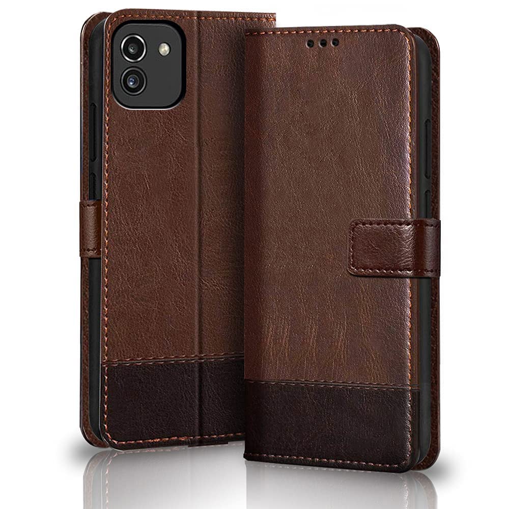 TheGiftKart Flip Back Cover Case for Samsung Galaxy A03 | Dual-Color Leather Finish | Inbuilt Stand & Pockets | Wallet Style Flip Back Case Cover for Samsung Galaxy A03 (Brown & Coffee) (B09X2S7PSB) Amazon Price History, Amazon Price Tracker