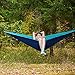 Camping Hammock Double with 2 Tree Straps Made of Portable Lightweight Nylon Parachute for Backpacking,Travel,Beach,Yard and Outdoor Survival (NavyBlue-Blue)