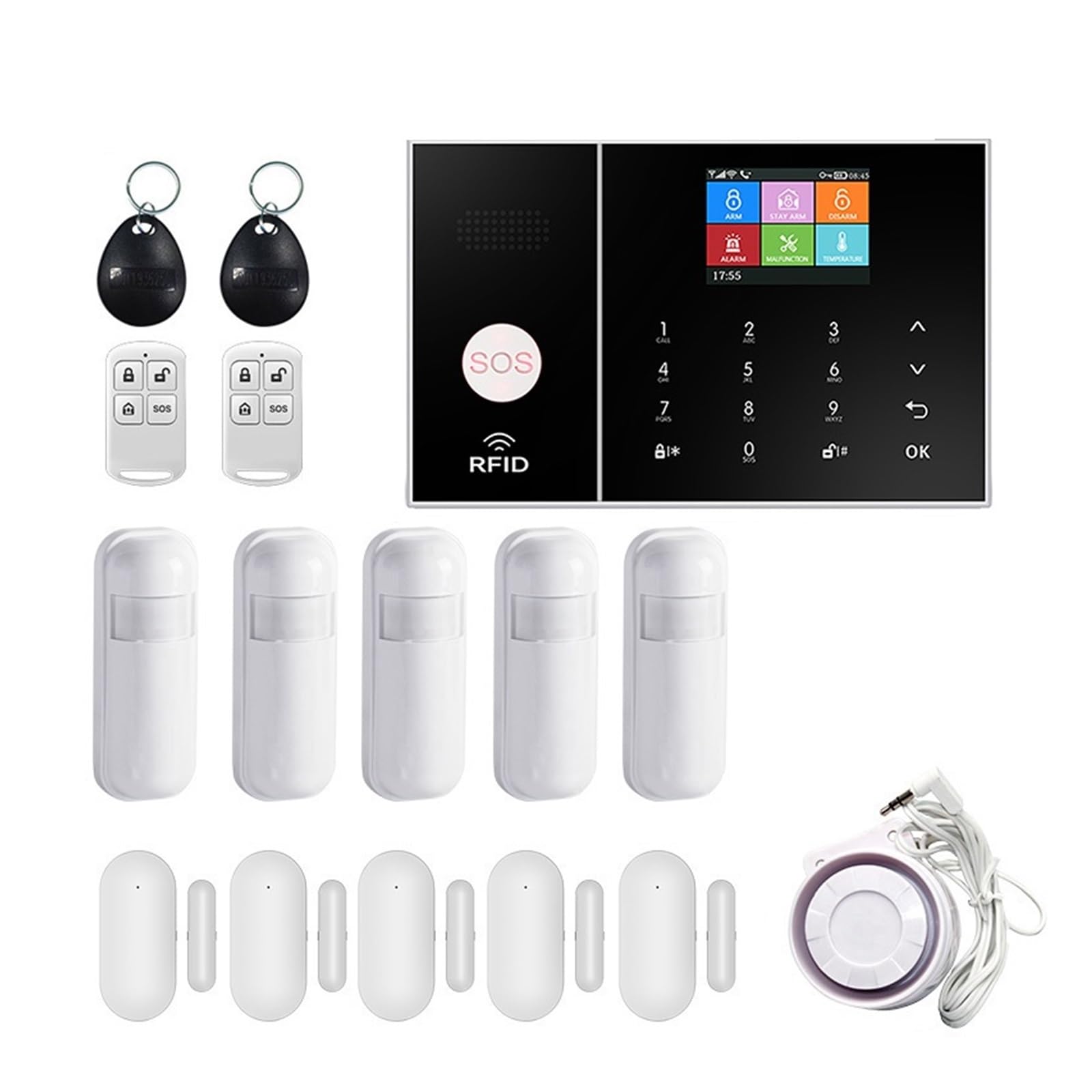 Sistema di Allarme di Sicurezza Domestica, Smart Alarm Wireless gsm Antifurto di Allarme Sicurezza Domestica con Rilevatore Porta Sensore Movimento App Tuya