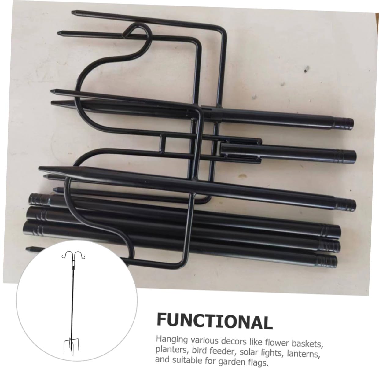 Yardenfun Garten Hirtenhaken aus Edelstahl 155cm Hoch Metall Haken für Solarleuchten Pflanzenampeln und Vogelfutterhäuschen Outdoor Aufhängevorrichtung für Terrasse und Garten