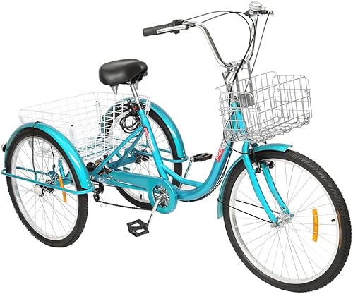 Miniatura 10 de PEXMOR Triciclo para adultos de 7 velocidades, 2426 pulgadas, 3 ruedas, triciclo para adultos, triciclo para adultos, triciclo para