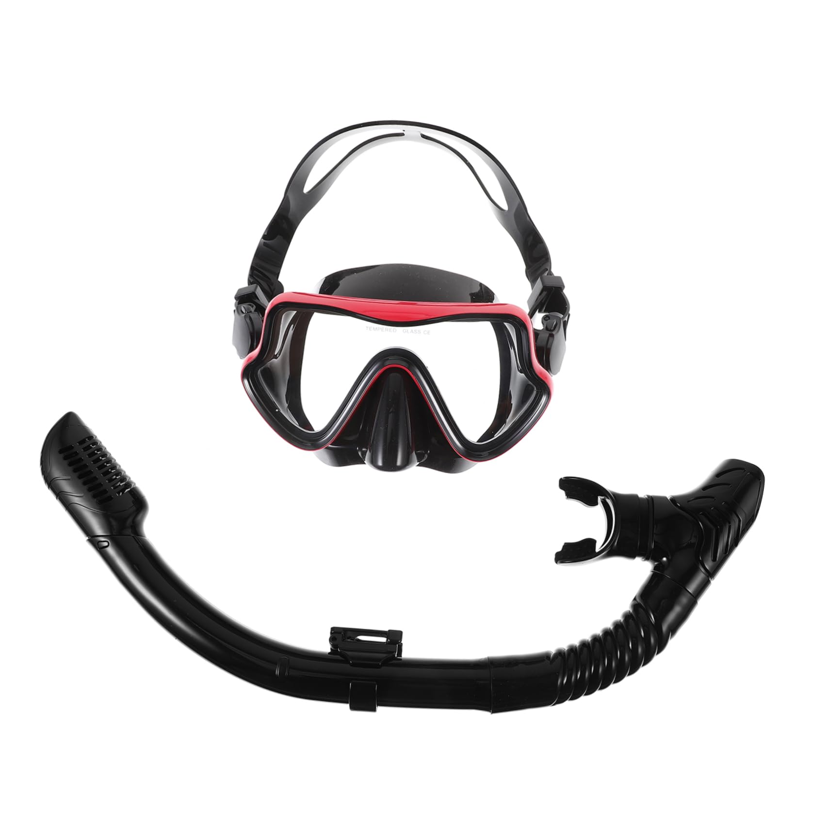 NULYLU Snorkeling Gear Set for Adults Mask Snorkel Red Frame Black Easy to Use Enjoyable Dive Experience