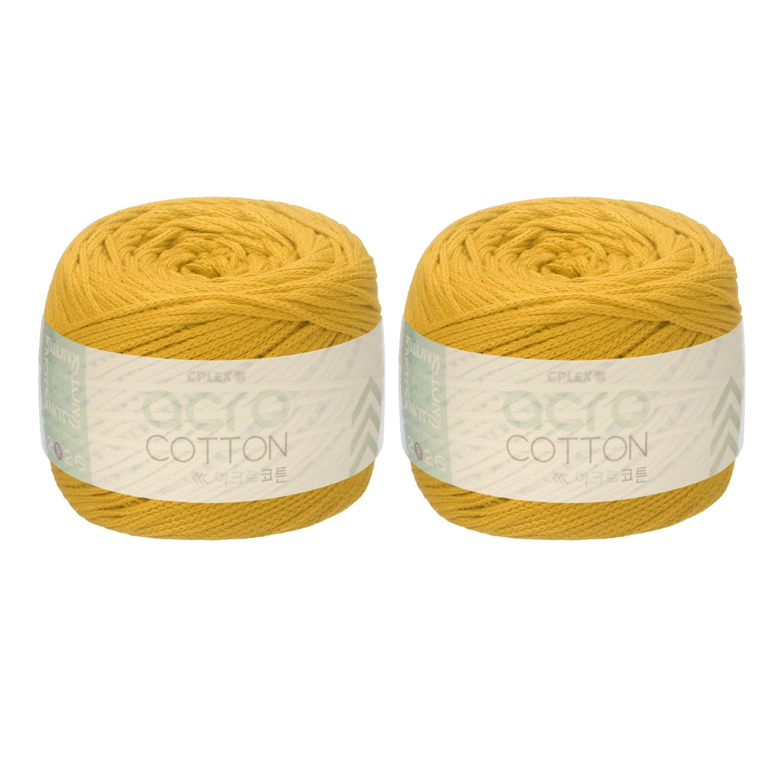 sourcing map 2 Roll Cotton Crochet Yarn, 1.5mm x 164 Yards Macrame Cord Braided Cotton Rope Twine String for Crochet Bag Knitting Crafts Wall Plant Hanging Gift Wrapping, Khaki Yellow