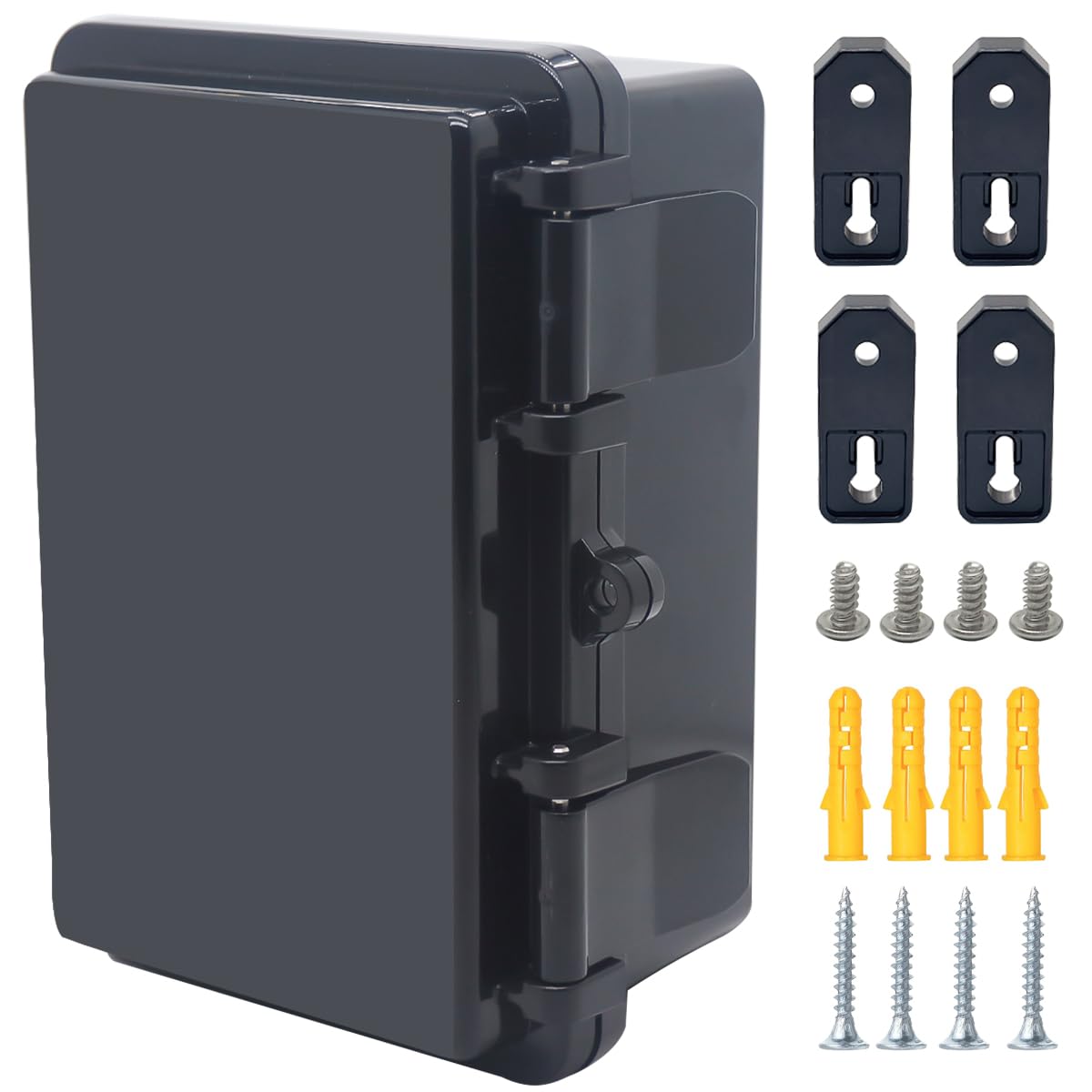 Otdorpatio Junction Box, Hinged Black Cover IP67 Waterproof ABS