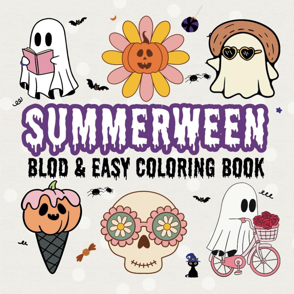 Summerween: Bold And Easy Coloring Book for Kids Who Love Summer and Halloween