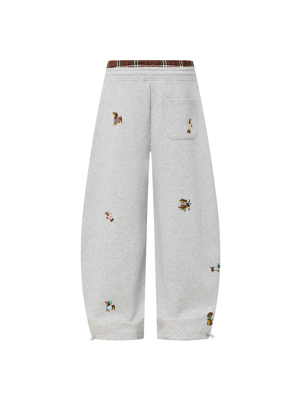 Aelfric Eden Dackel Jogginghose Herren Baggy Lang Sporthose Damen Karierte Patchwork Freizeithose Unisex Sweathose High Waist Casual Hose mit Taschen Graphic Sweatpants Weites Bein