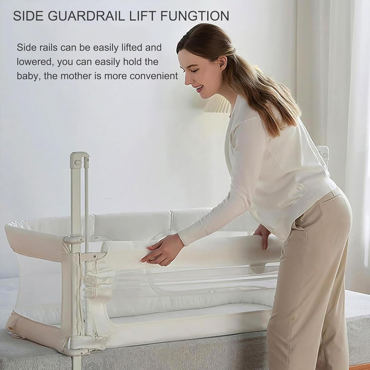 BHAJANSHREE 3-in-1 Baby Bassinet, Bedside Sleeper & Portable Crib – Adjustable Height, Breathable Mesh, Soft Washable Liner, Easy Assembly, Next-to-Me Co-Sleeper Bed (Multicolor) 4