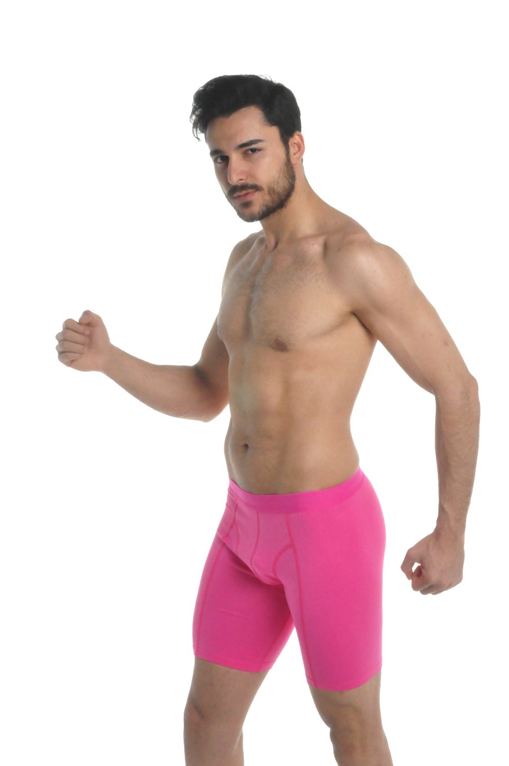 elegance1234 Men`s Active-wear Soft Cotton Extra Long Leg Boxers (Ref:1150)(XXX-Large, Hotpink)