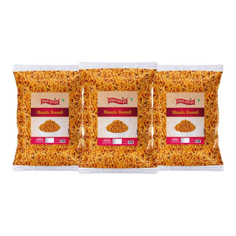 Image of OKHLI MUSAL BRAND Masala Bundi Chach Buttermilk Curd Dahi Raita Boondi Snacks| Nagpur Masala Boondi for Raita Boondi Masala Charkhi Boondi Masala Boondi Murmure| Healthy and Hygenic Bundi-850g*3Pack
