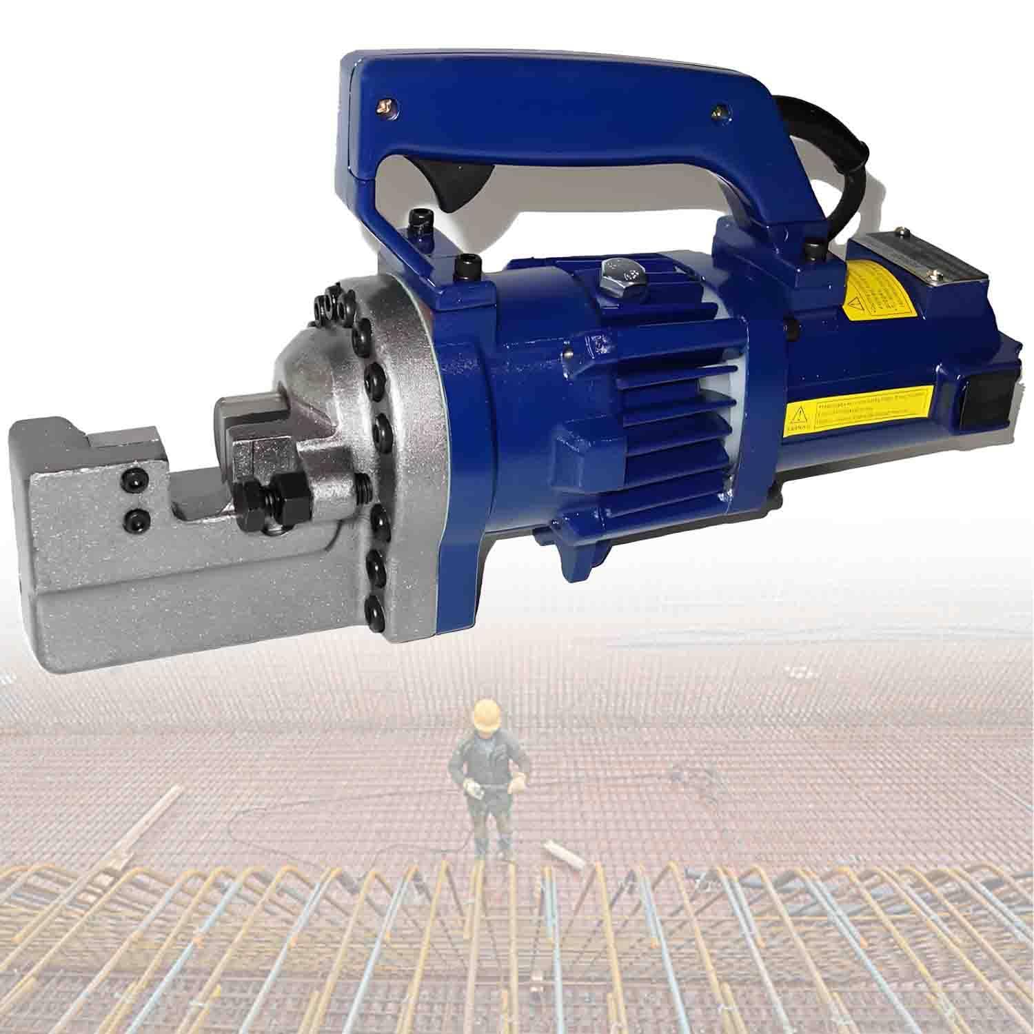 UORDBY Hydraulic Electric Rebar Cutter, 1250W Electric Hydraulic Bolt Cutter, for 4-20MM Steel Bars,Cutting Speed: 3-3.5s, for Railway and Housing Construction Blue