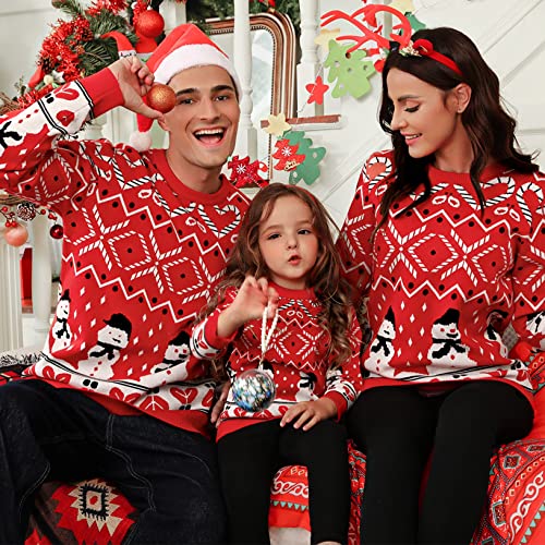Marvmys Family Matching Christmas Sweater Round Neck Snowman Ugly Knitted Sweater Pullover for Men Women2