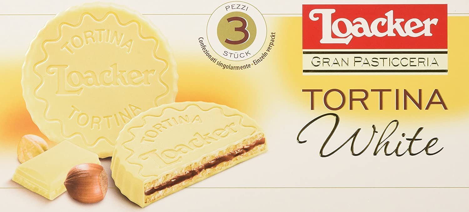 Loacker Tortina White 3pz Lot de 6 friandises au chocolat blanc farcies avec crème noisette 63 g