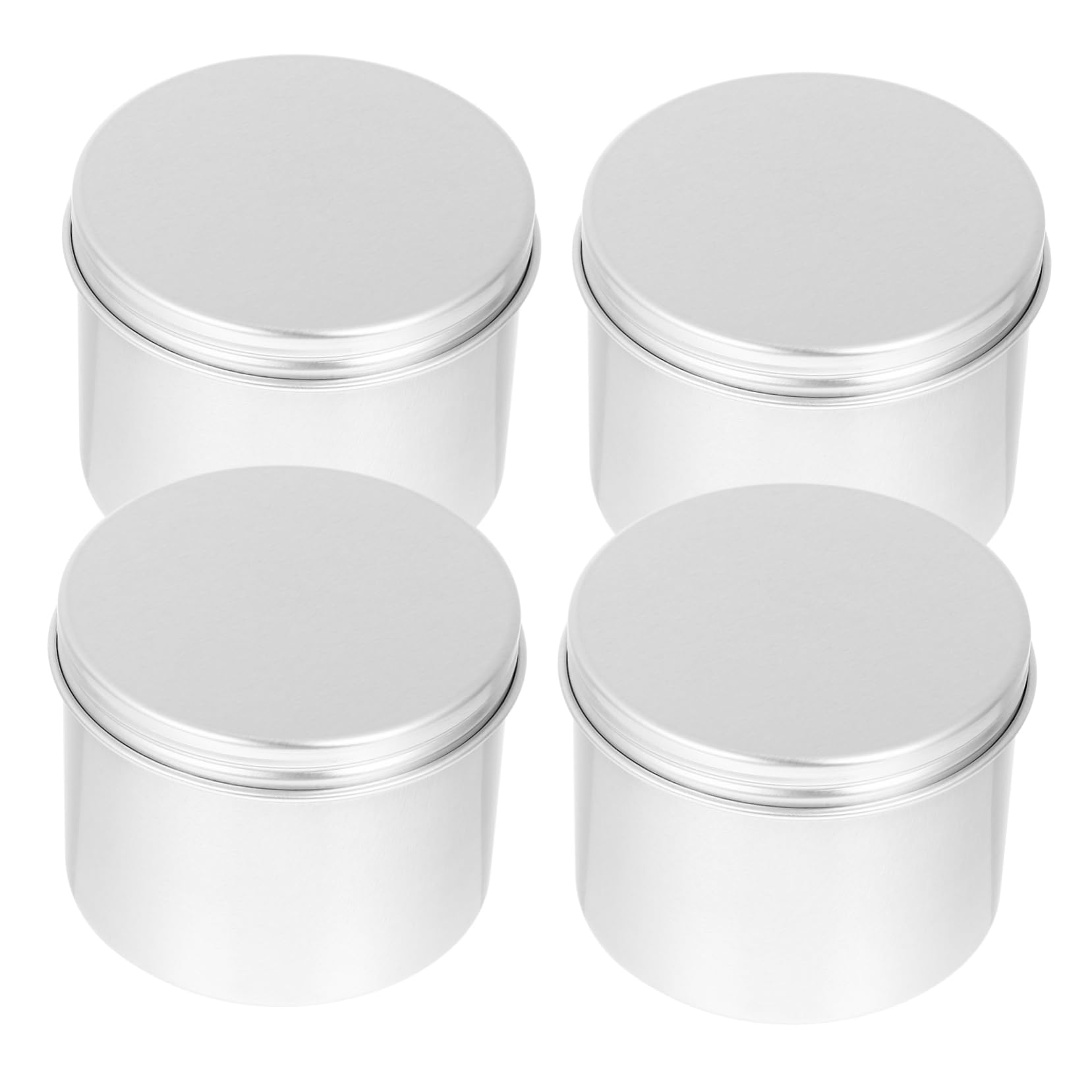 PRETYZOOM 4Pcs Round Refillable Aluminum Storage Jars DIY Candle Making Tea Container Lightweight Compact with Screw Top Lid for Protection and Easy Use