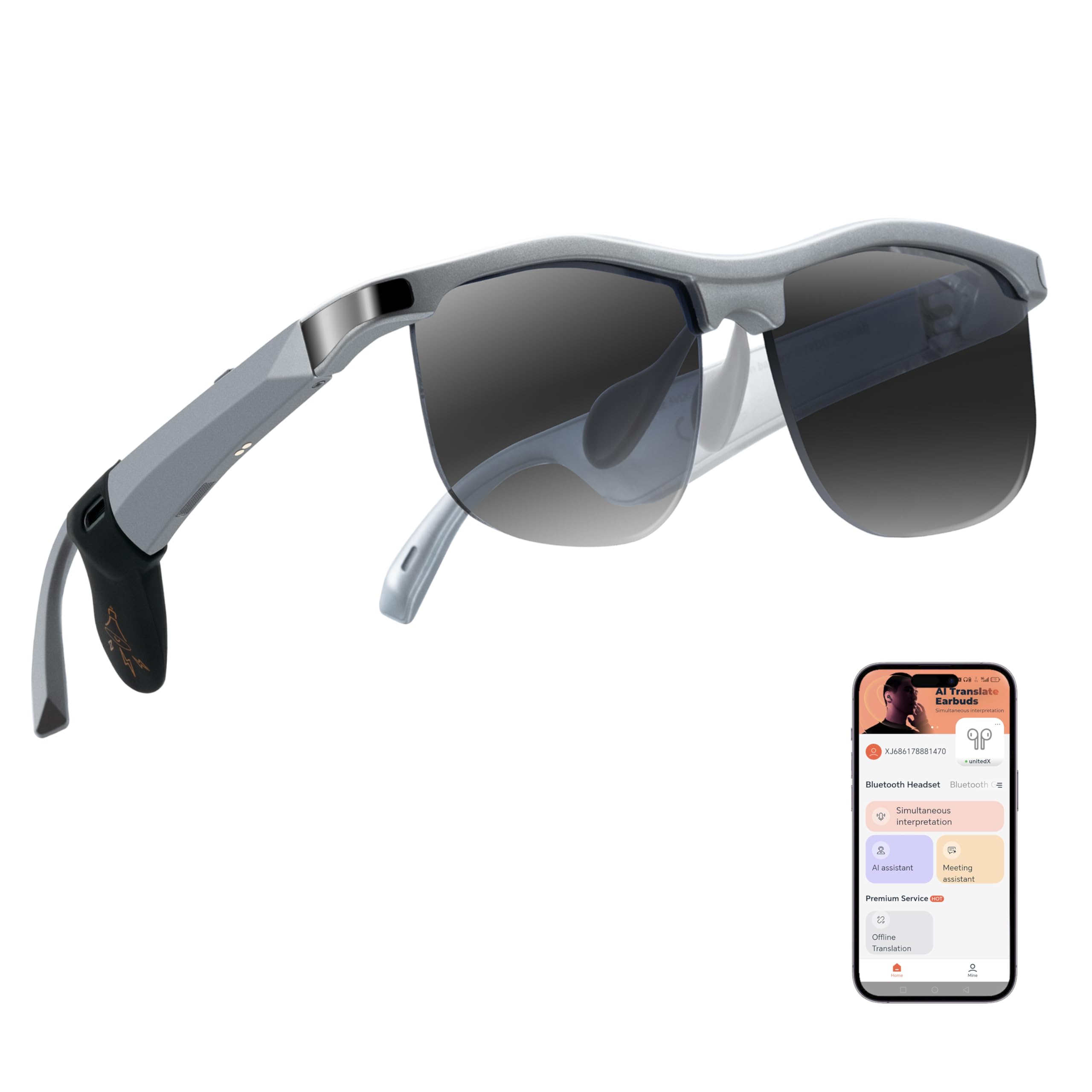 Smart Glasses - Bluetooth Glasses for Men with 160 Languages Translation UV Protection Sunglasses with Chat GPT Multifunctional