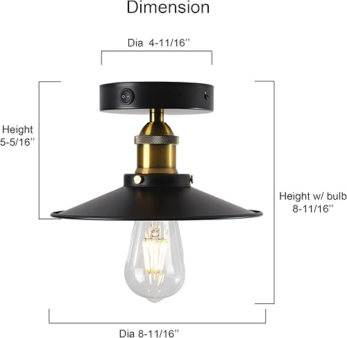 Miniatura 3 de Lámpara de techo vintage de 12 V con bombilla E26, accesorio LED blanco cálido de 3000 K, interruptor de encendidoapagado, fácil instalación para