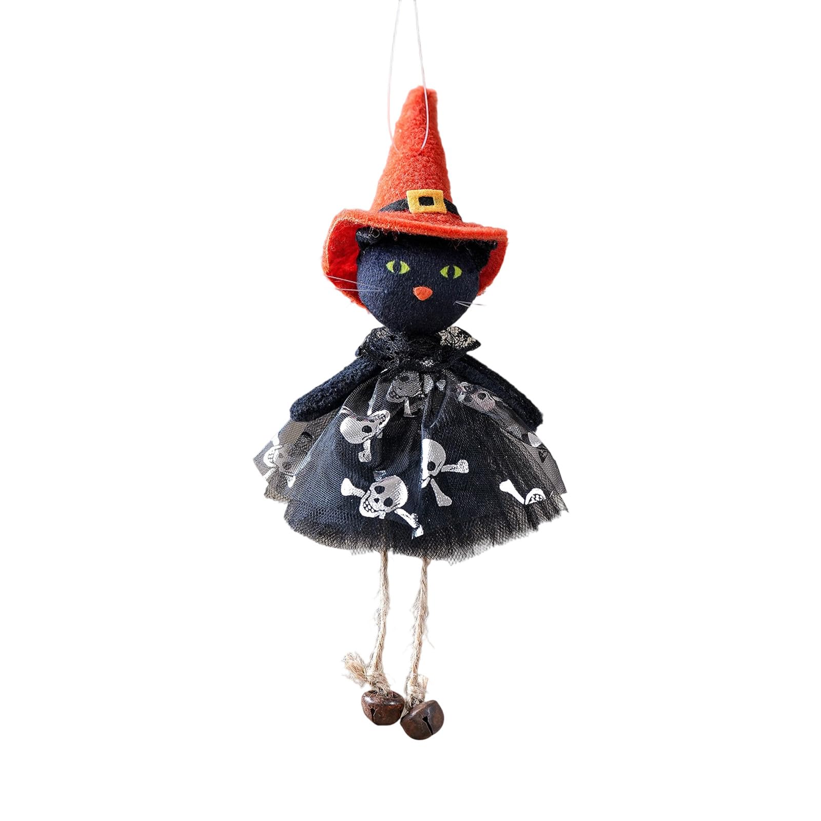 Jazuaiao Halloweens Indoor Outdoor Fabric Hanging Decoration Witch Black Cats Pumpkin Phantoms Scary Eerie Party Ornament Fabric Halloweens Hanging Decorations