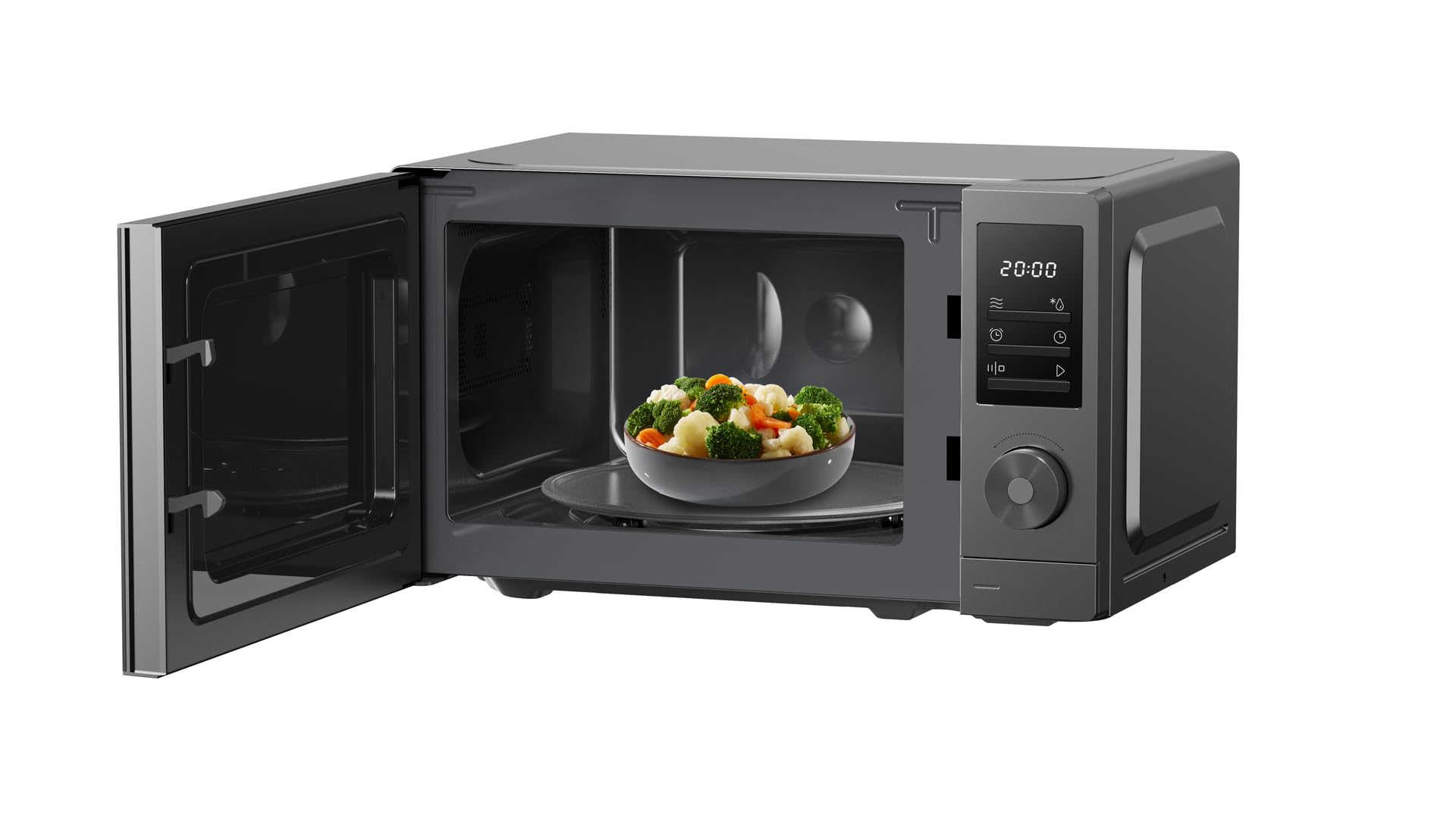 Gorenje MO20A3T4 Mikrowelle, 20L, 700 W, Kindersicherung, AquaClean, Auftaufunktion, 8 Automatikprogramme, 5 Leistungsstufen, LED Display, Elektronische Touch-Steuerung, schwarz mit Silber