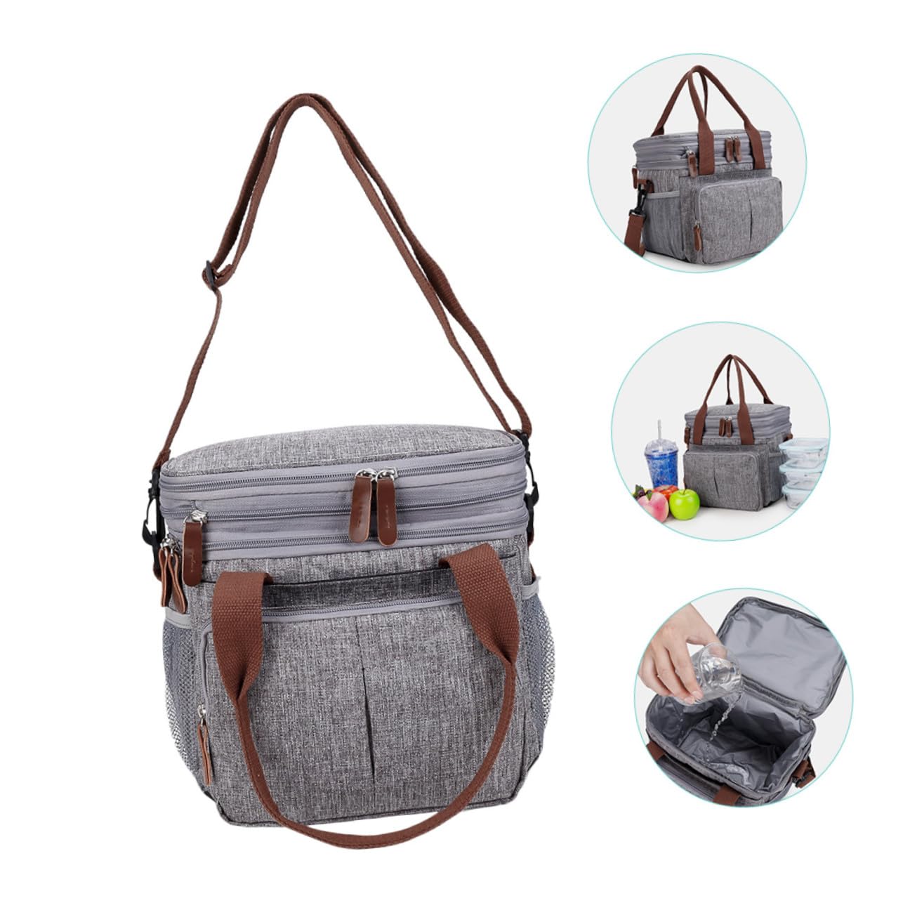 Gadpiparty Wasserdichte Lunch tasche Große Kapazität Isolierte Kühltasche Picknicktasche für Outdoor Arbeit Schule mit Netzfächern und Reißverschluss