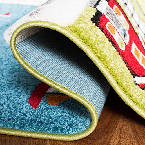 Tapete redondo SAFAVIEH 4' verde ecru para niños miniatura 5