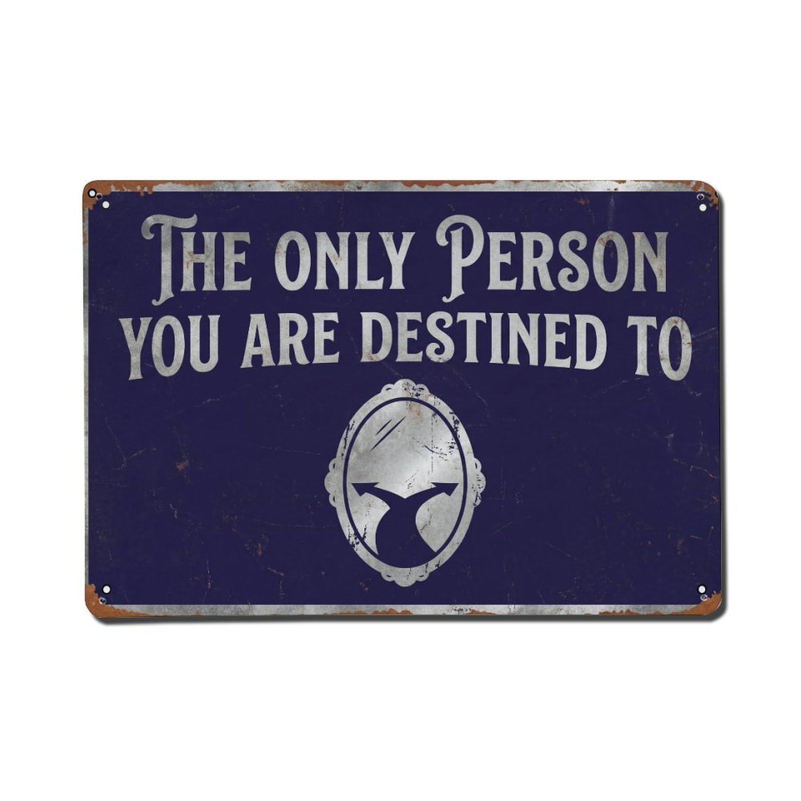 Only Person Destined Mindset Retro Motivational Slogans 2 Metal Tin Sign Plaque Wall Decor for Cafe, Club Bar, Office, Home Garden Metal Poster 8x12Inch