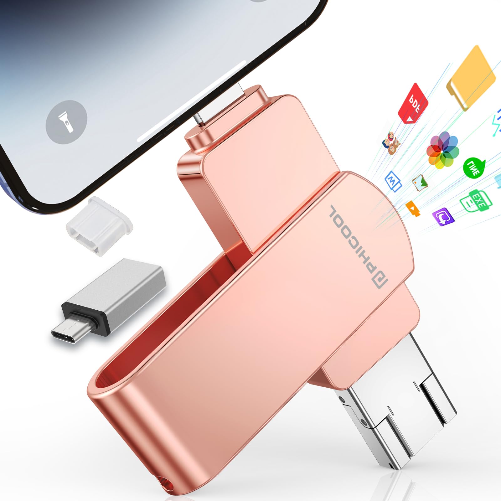 USBメモリ 外付けメモリ iPhone対応 128GB データ保存 Amazon.co.jp: 【2025年登場 専用アプリ不要】4in1 iPhone対応