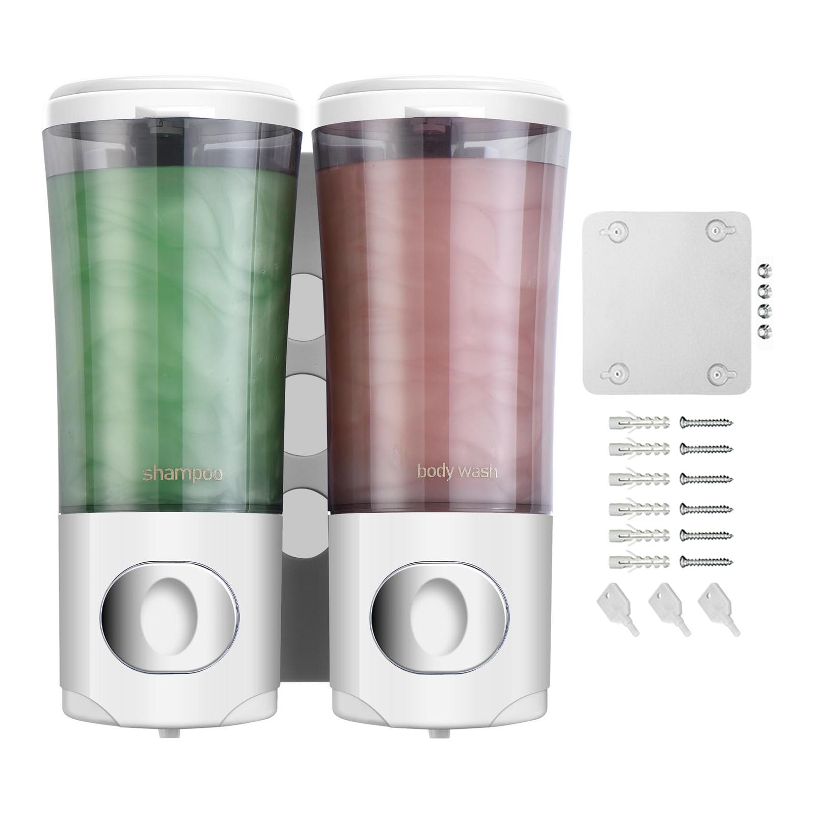 Xinsheinelry Shower Soap Dispenser Easy Slot Install Wall Mounted Shampoo and Conditioner Holder Large Capacity Storage Organiser Refillable Shower Bottle