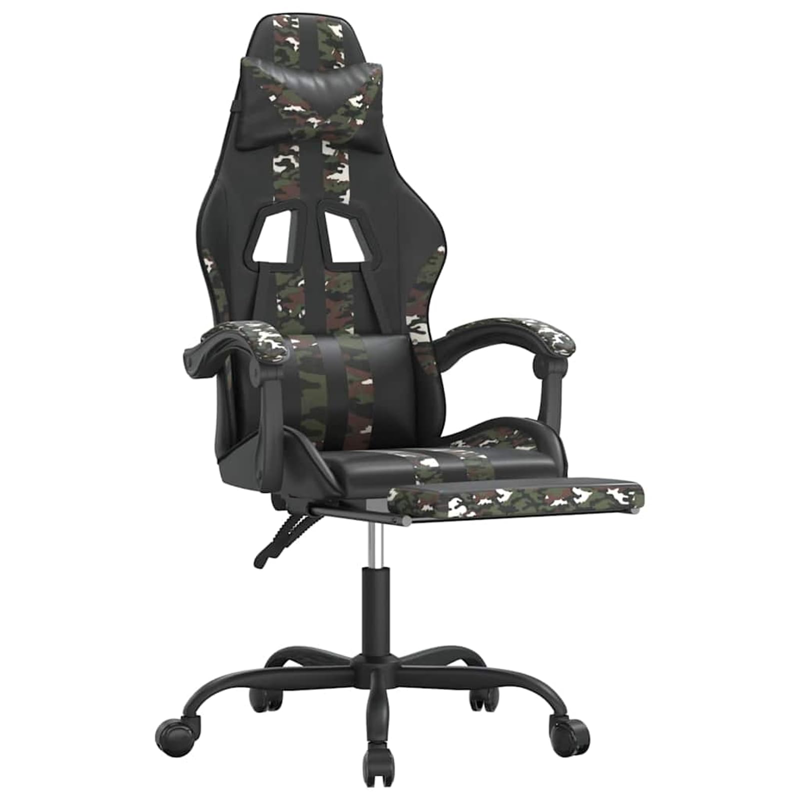 Gamingstuhl mit Fußstütze, Kunstleder, Camouflage, verstellbar
