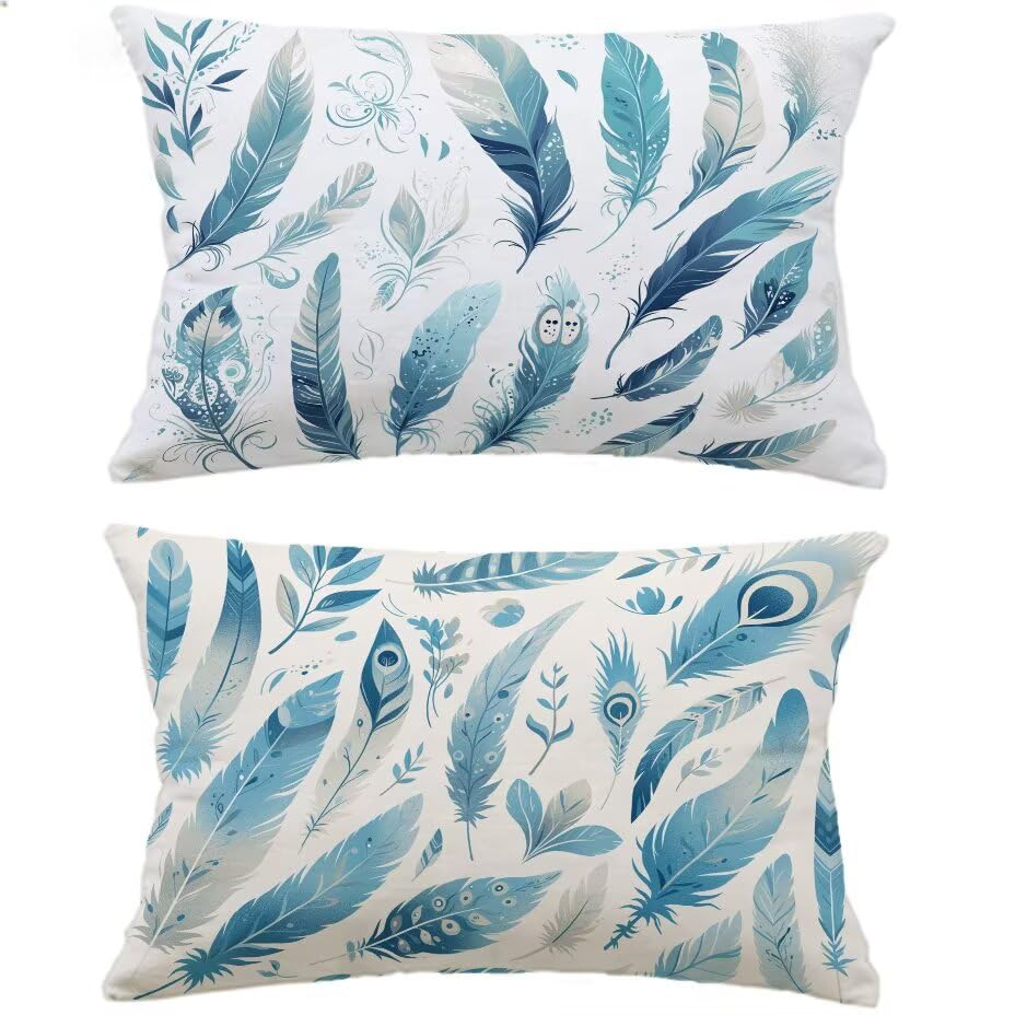 Housse de Coussin Extérieur 60x80 Blanc Imper Coussin Jardin Lombaire Canapé Salon Lot de 2