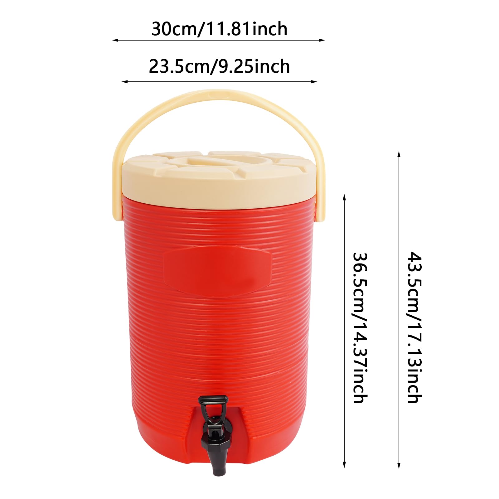 Distributore di bevande isolate, 17 l, dispenser per bevande calde e fredde con rubinetto, contenitore portatile in acciaio inox isolato per hotel, ristoranti, bar, negozi di bevande (rosso)