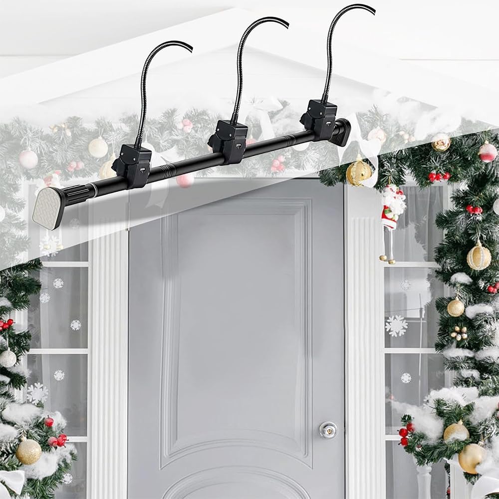 Garland Hangers for Front Door, Adjustable 32"-80", 3 Sizes, Heavy-Duty Christmas Halloween Decoration Holder, No Screws, Drilling (Black,2.6-3.2FT)