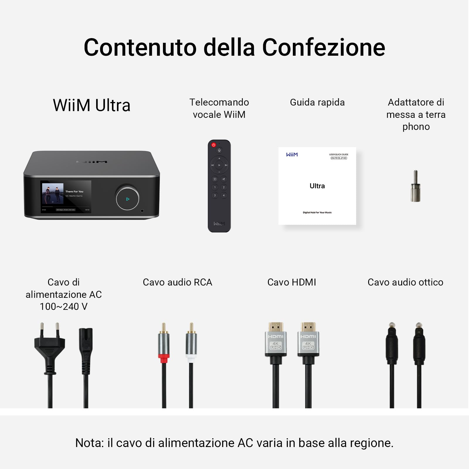 WiiM Ultra Music Streamer Preamplificatore Digitale Touchscreen 3,5" Google Cast Alexa Streaming Spotify Amazon Music Tidal HDMI ARC Ingresso Phono Uscita Cuffie Grigio