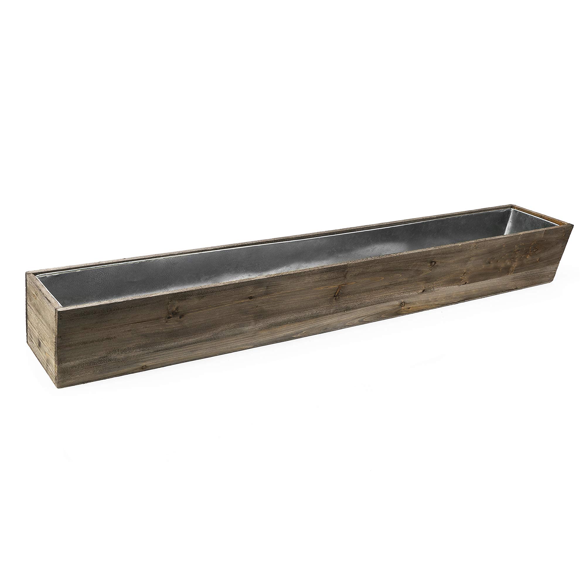 CYS EXCEL Rectangle Wood Planter Box with Removable Zinc Metal Liner (H