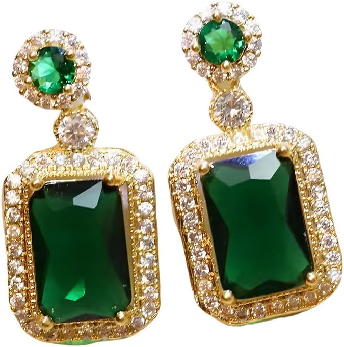 Women Jewelry Set Rhinestone Zircon Emerald Pendant Necklaces & Earrings Set 925 Sterling Silver Created - Image 7