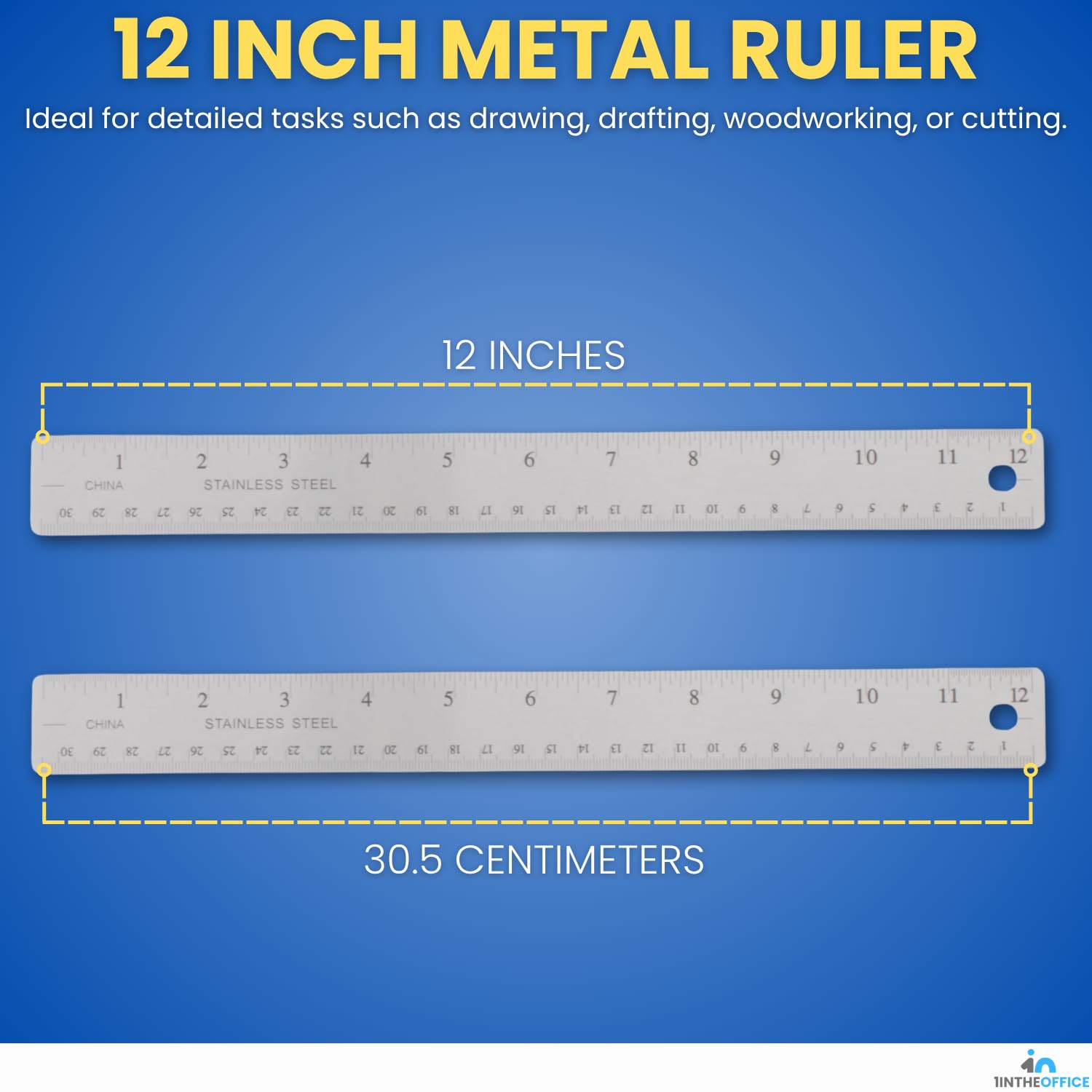 Snapklik.com : 1InTheOffice Metal Ruler 12 Inch, Stainless Steel 12 ...