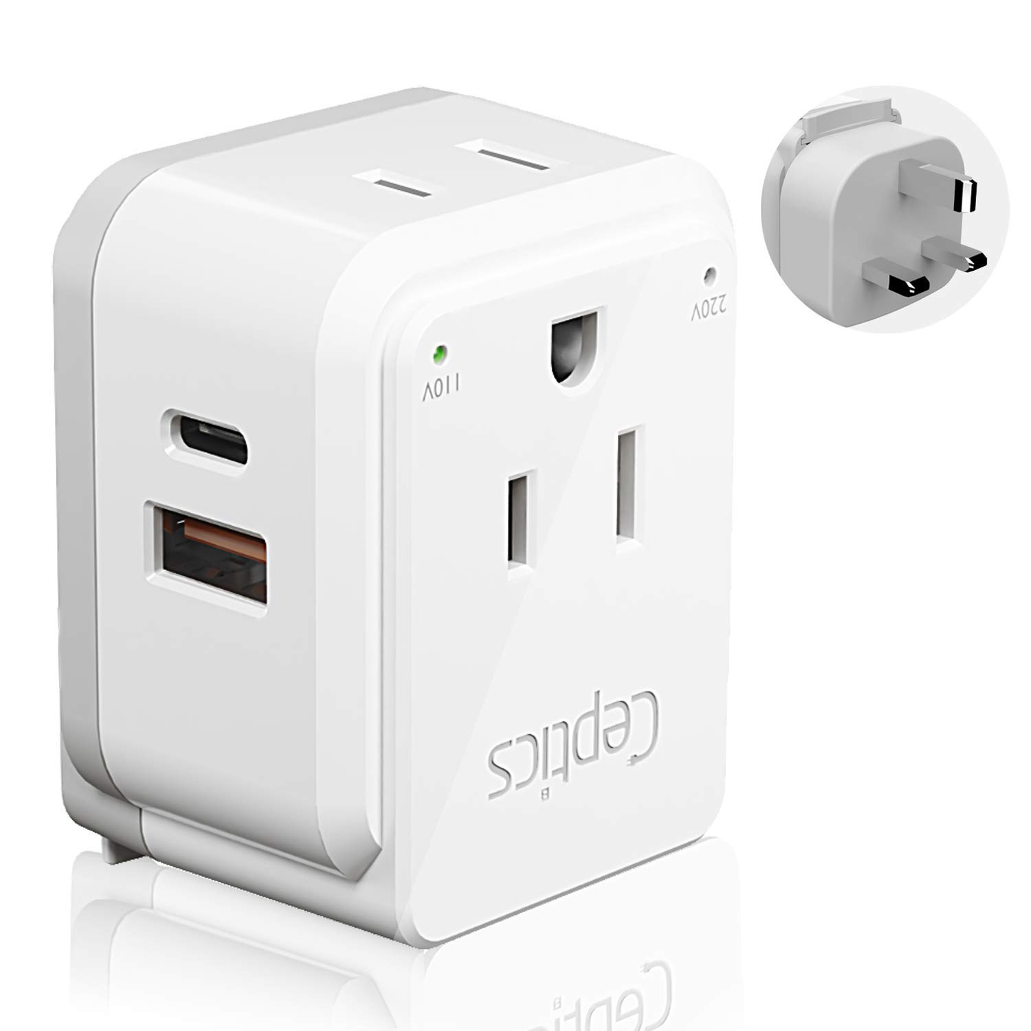 Buy Ceptics UK, Ireland Power Adapter Travel , Safe Dual USB & USBC 3