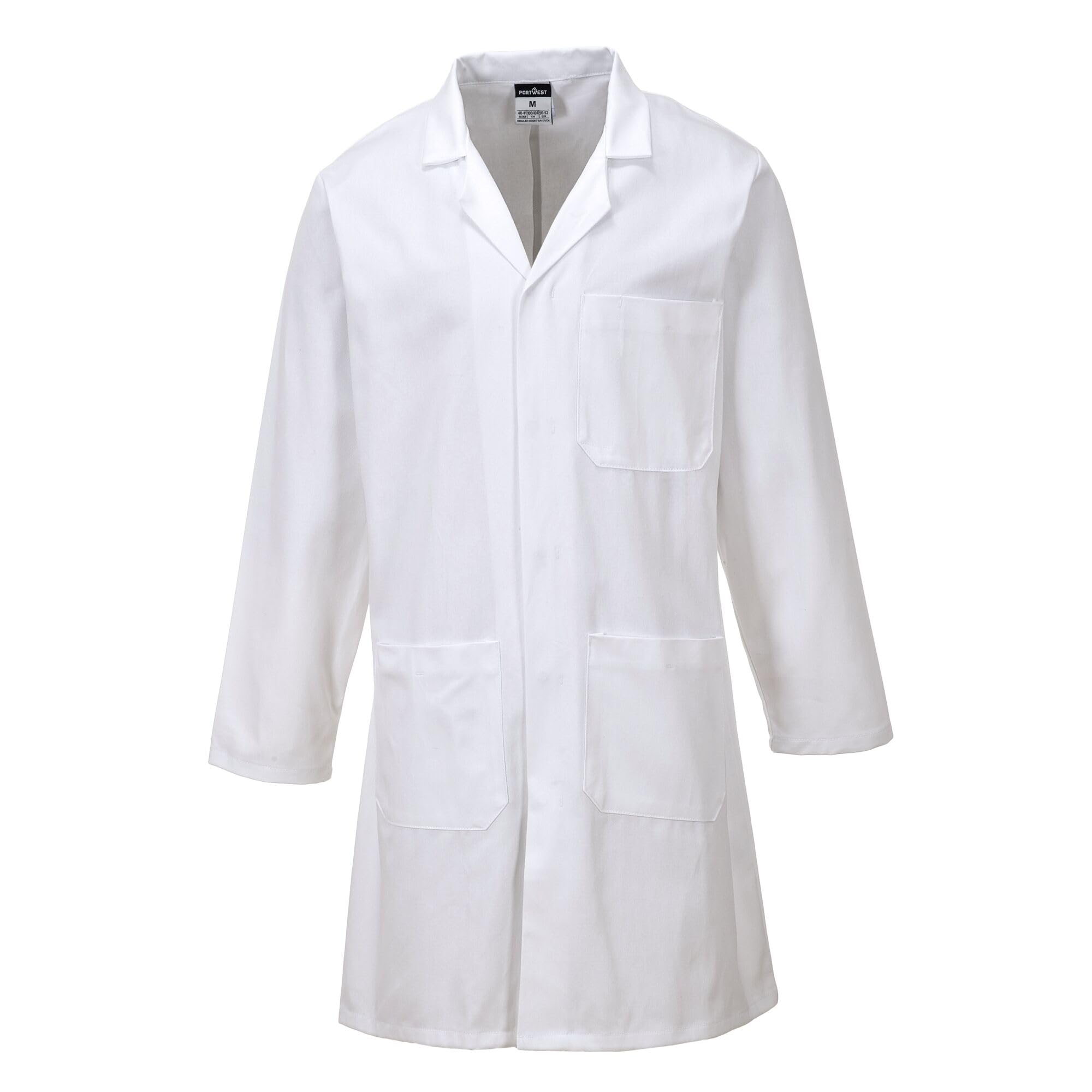 Portwest Standard Cotton Coat, Size: M, Colour: White, C851WHRM