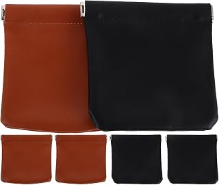 Abaodam 6pcs Small Makeup Bags, PU Self Closing Pouches for Women Travel | Compact Portable Organizer, Automatic Closure without Zippers, Fits Headphones and Jewelry, 4.72x4.44