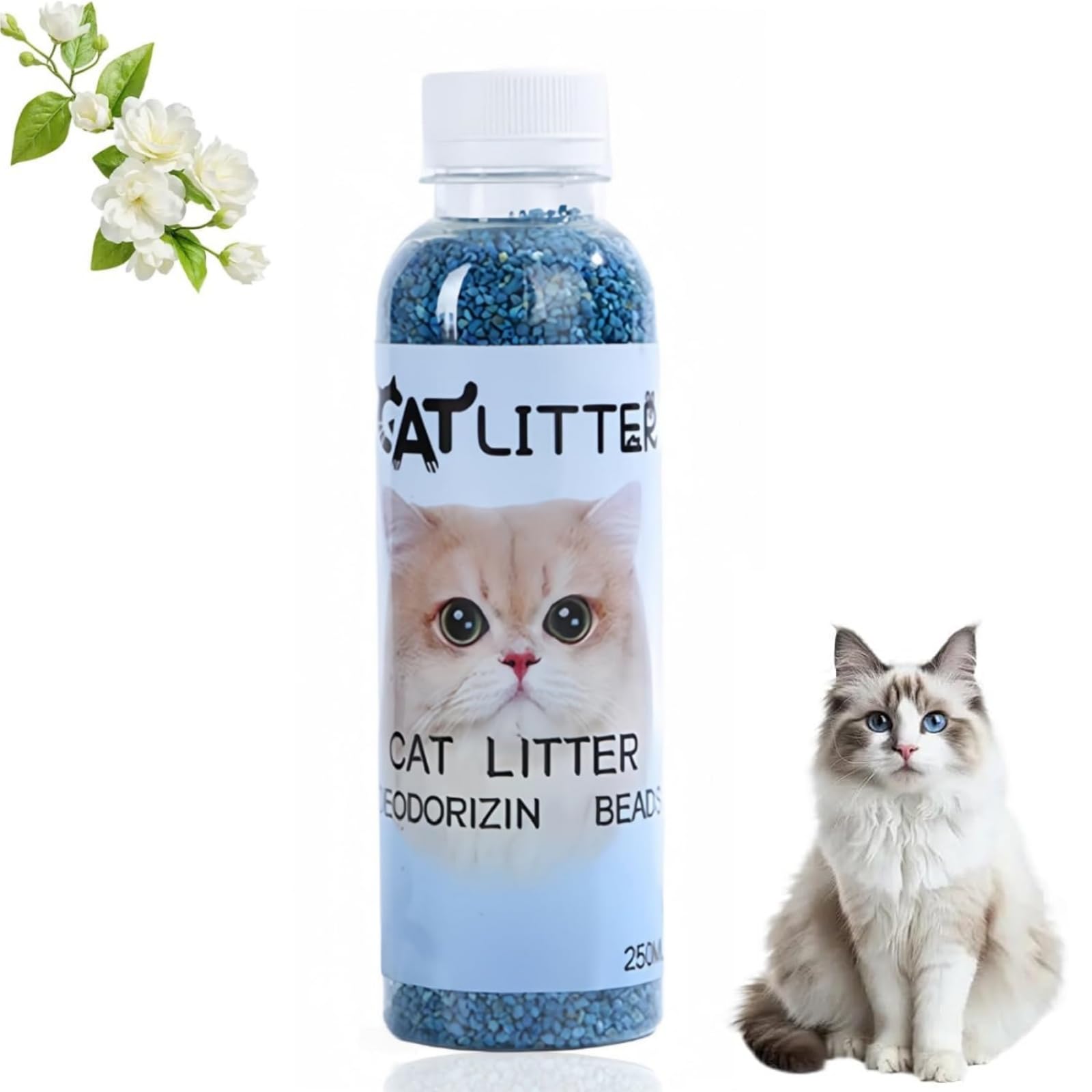 250ml Cat Litter Deodorizer & Freshener Beads,Pet Odour Eliminator,Litter Tray Freshener,Cat Odour Remover,Natural Ingredients,Pet Friendly,For Effective Cat Toilet Smell Control(Jasmine Fragrance)