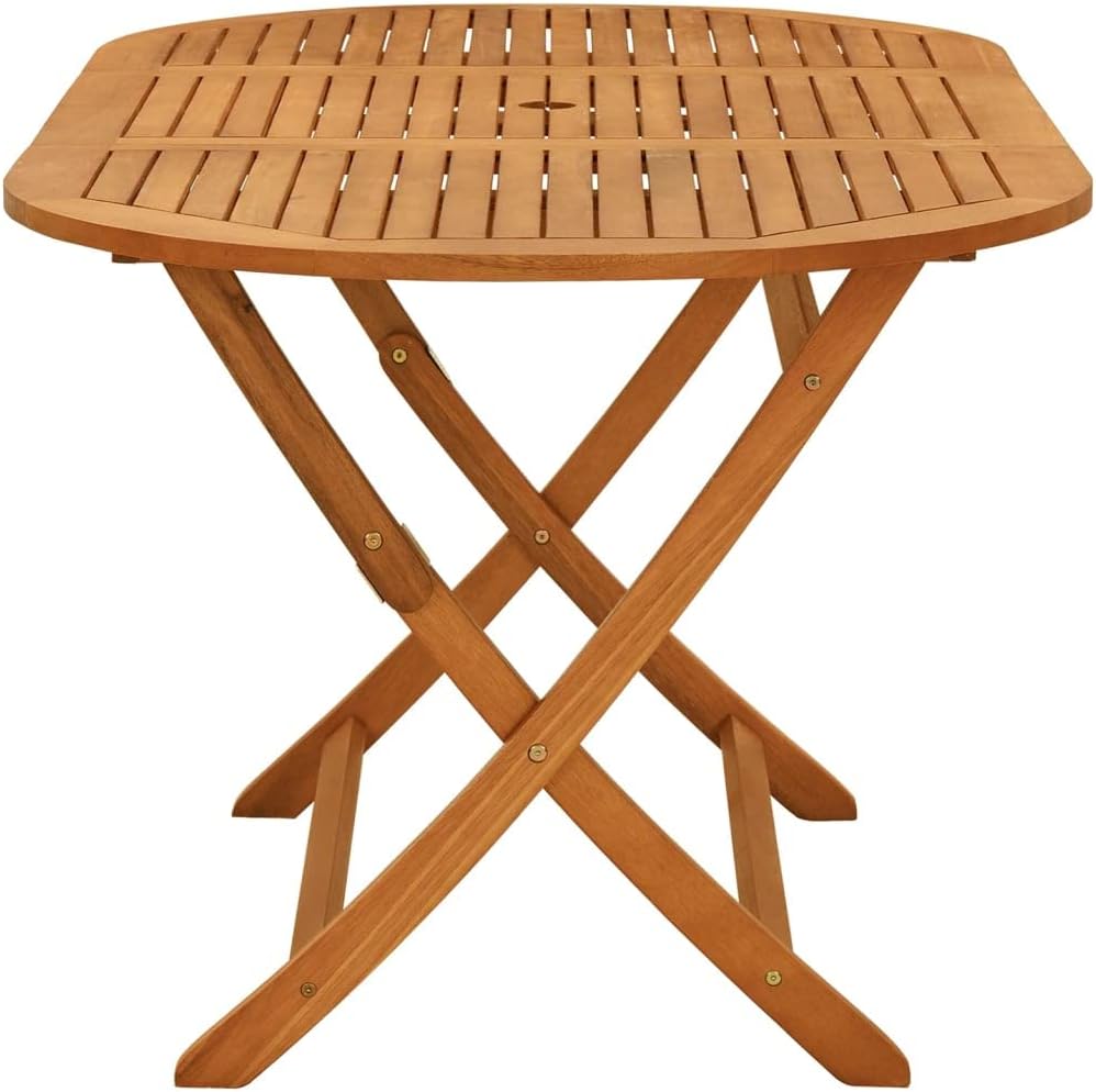 Folding Patio Table,Deck Table,Outdoor Side Table,Outside Tables for Yard,Garden Table for Picnic Camping Porch Deck Lawn Backyard,Weather Resistant, 63"x33.5"x29.5" Solid Eucalyptus Wood