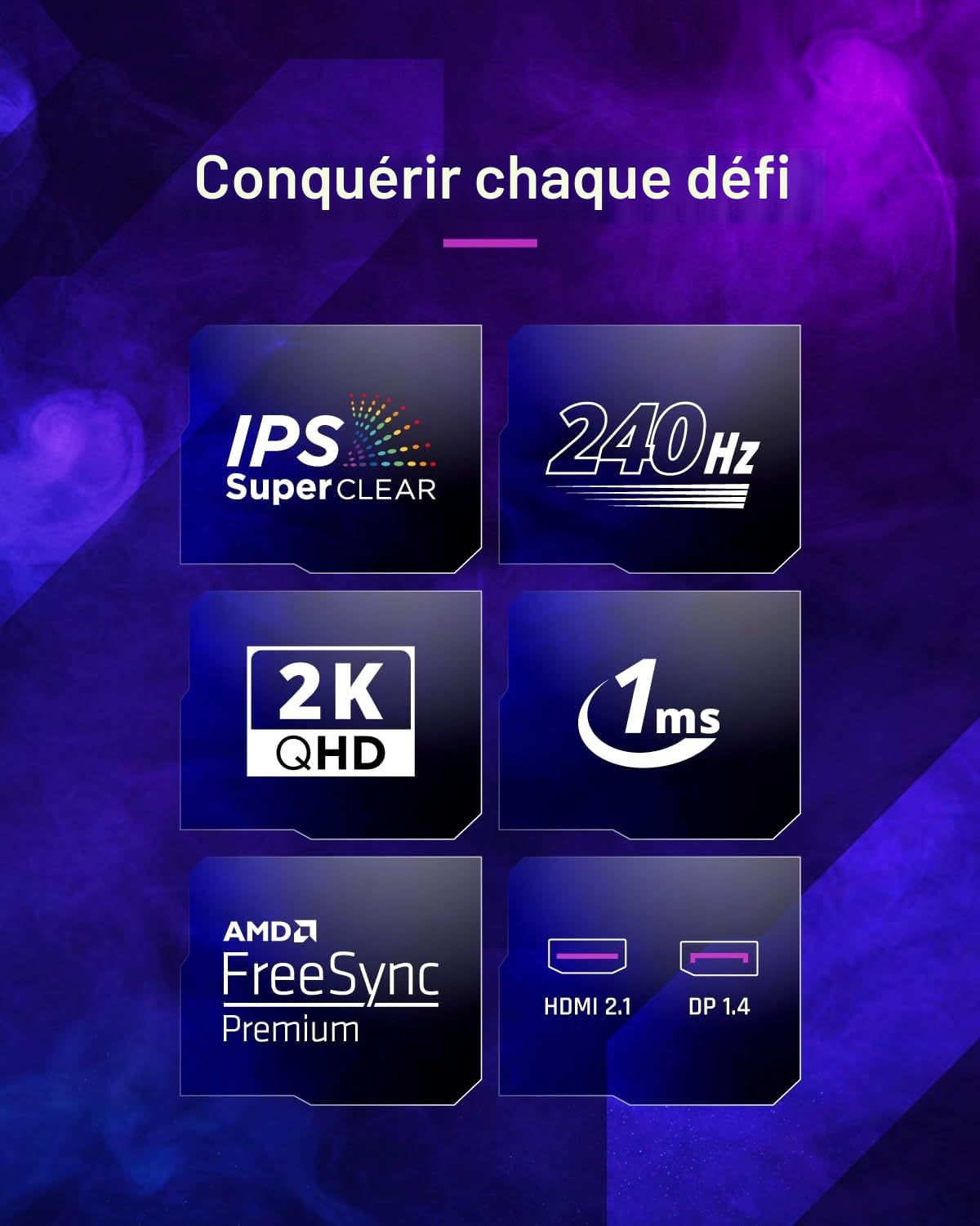 ViewSonic VX2758A-2K-PRO-3 Écran PC Gamer 27 Pouces, IPS Moniteur de Jeu QHD 2560 x 1440p, 240 Hz, 1ms MPRT, AMD FreeSync Premium/NVIDIA G-Sync Compatible, HDR10, HDMI 2.1, DP 1.4